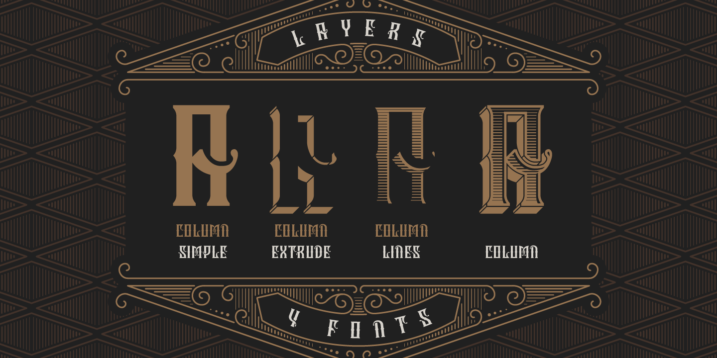 Przykład czcionki Column Typeface Extrude